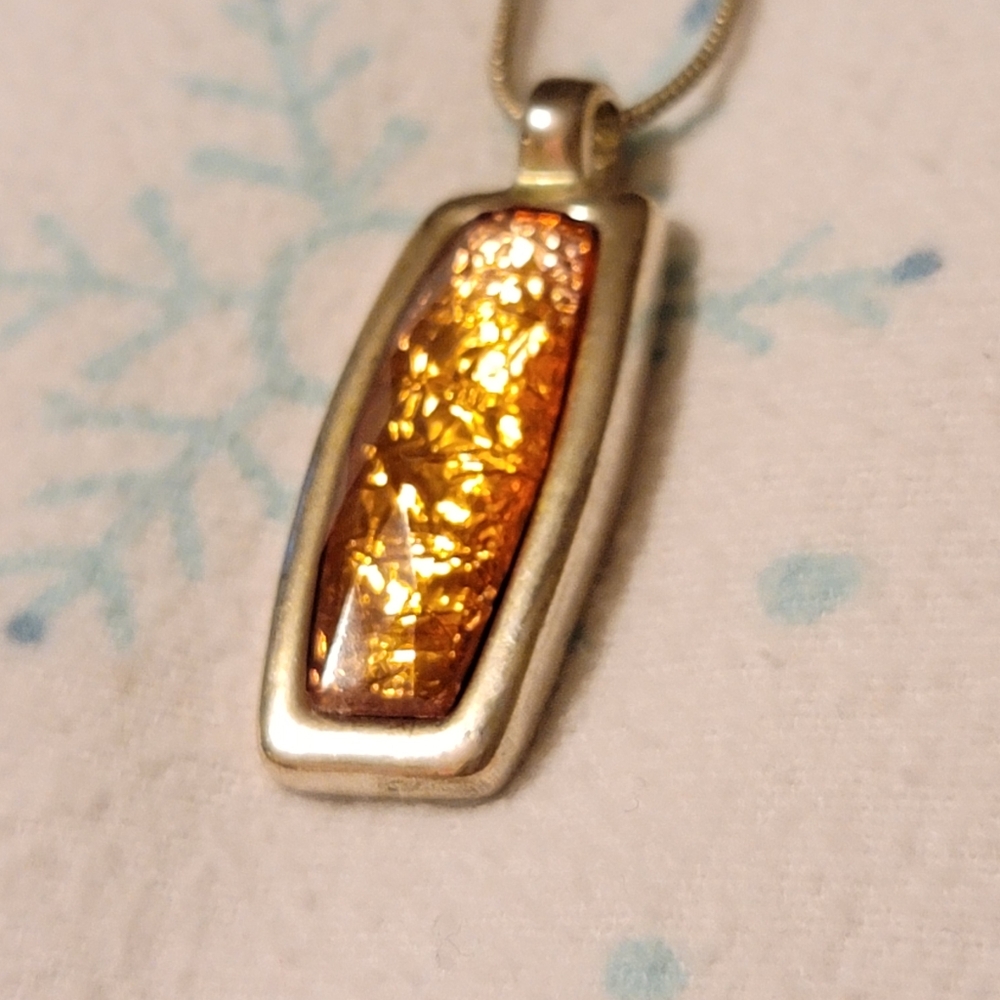 Silver with auburn color stone Necklace 😍